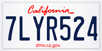 CA license plate 7LYR524