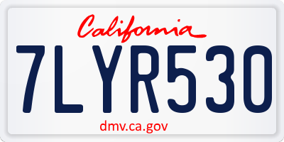 CA license plate 7LYR530