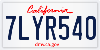 CA license plate 7LYR540