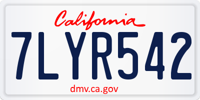 CA license plate 7LYR542