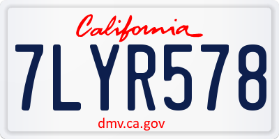 CA license plate 7LYR578