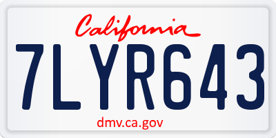CA license plate 7LYR643