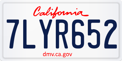 CA license plate 7LYR652