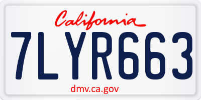 CA license plate 7LYR663