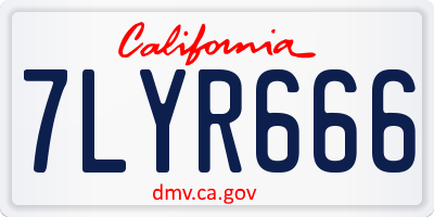 CA license plate 7LYR666