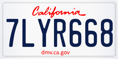 CA license plate 7LYR668
