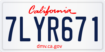 CA license plate 7LYR671