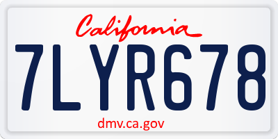 CA license plate 7LYR678