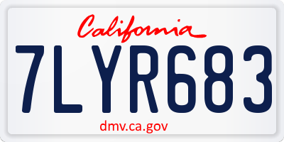 CA license plate 7LYR683