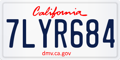 CA license plate 7LYR684