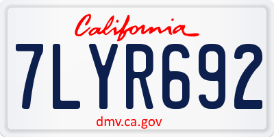 CA license plate 7LYR692