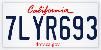 CA license plate 7LYR693