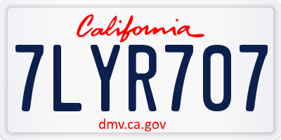 CA license plate 7LYR707