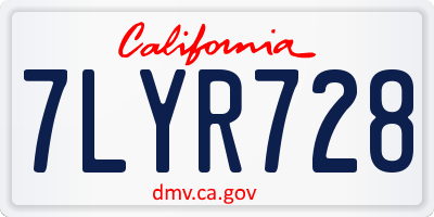 CA license plate 7LYR728