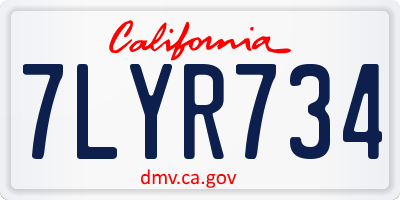 CA license plate 7LYR734