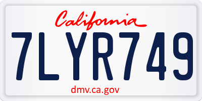 CA license plate 7LYR749