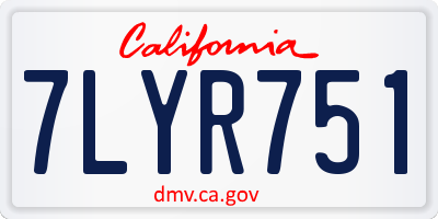 CA license plate 7LYR751