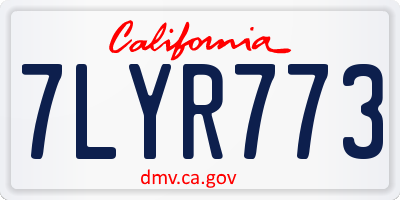 CA license plate 7LYR773