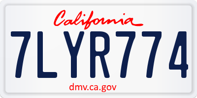 CA license plate 7LYR774