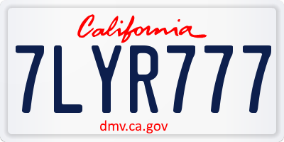 CA license plate 7LYR777
