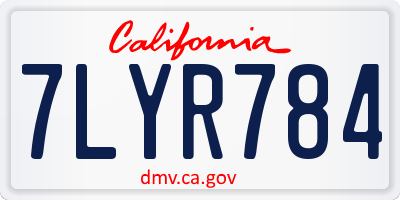 CA license plate 7LYR784