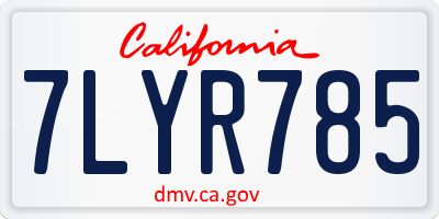 CA license plate 7LYR785