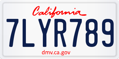 CA license plate 7LYR789