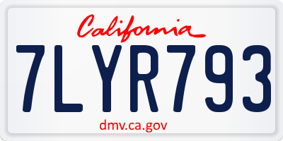 CA license plate 7LYR793