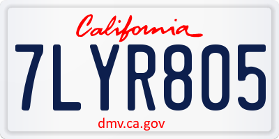 CA license plate 7LYR805