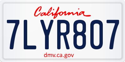 CA license plate 7LYR807