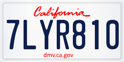 CA license plate 7LYR810