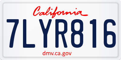 CA license plate 7LYR816