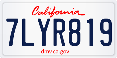 CA license plate 7LYR819