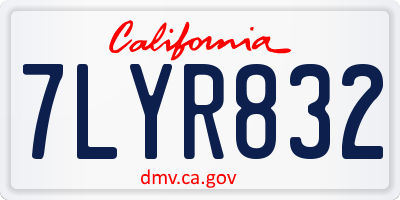 CA license plate 7LYR832