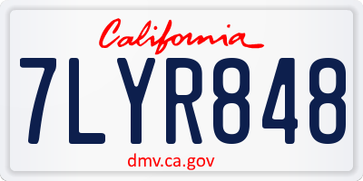 CA license plate 7LYR848