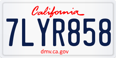 CA license plate 7LYR858