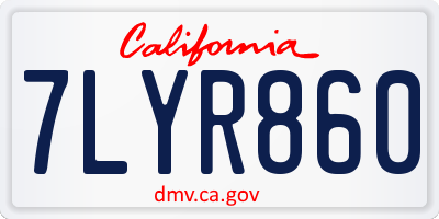 CA license plate 7LYR860