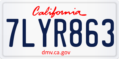 CA license plate 7LYR863