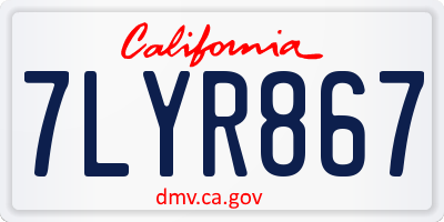 CA license plate 7LYR867