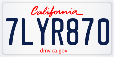 CA license plate 7LYR870