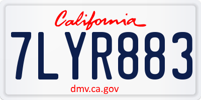 CA license plate 7LYR883