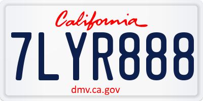 CA license plate 7LYR888