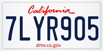 CA license plate 7LYR905