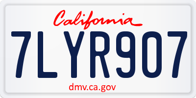 CA license plate 7LYR907