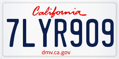 CA license plate 7LYR909