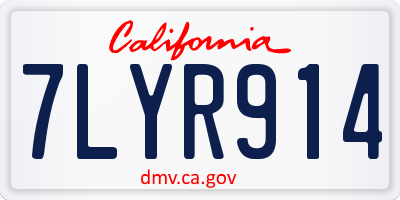 CA license plate 7LYR914