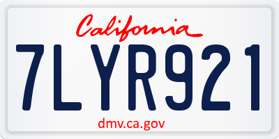 CA license plate 7LYR921