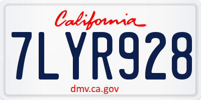 CA license plate 7LYR928