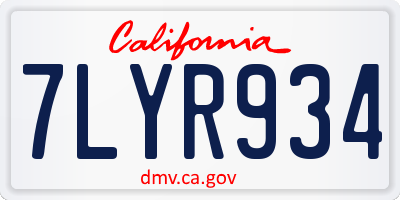 CA license plate 7LYR934