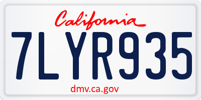 CA license plate 7LYR935